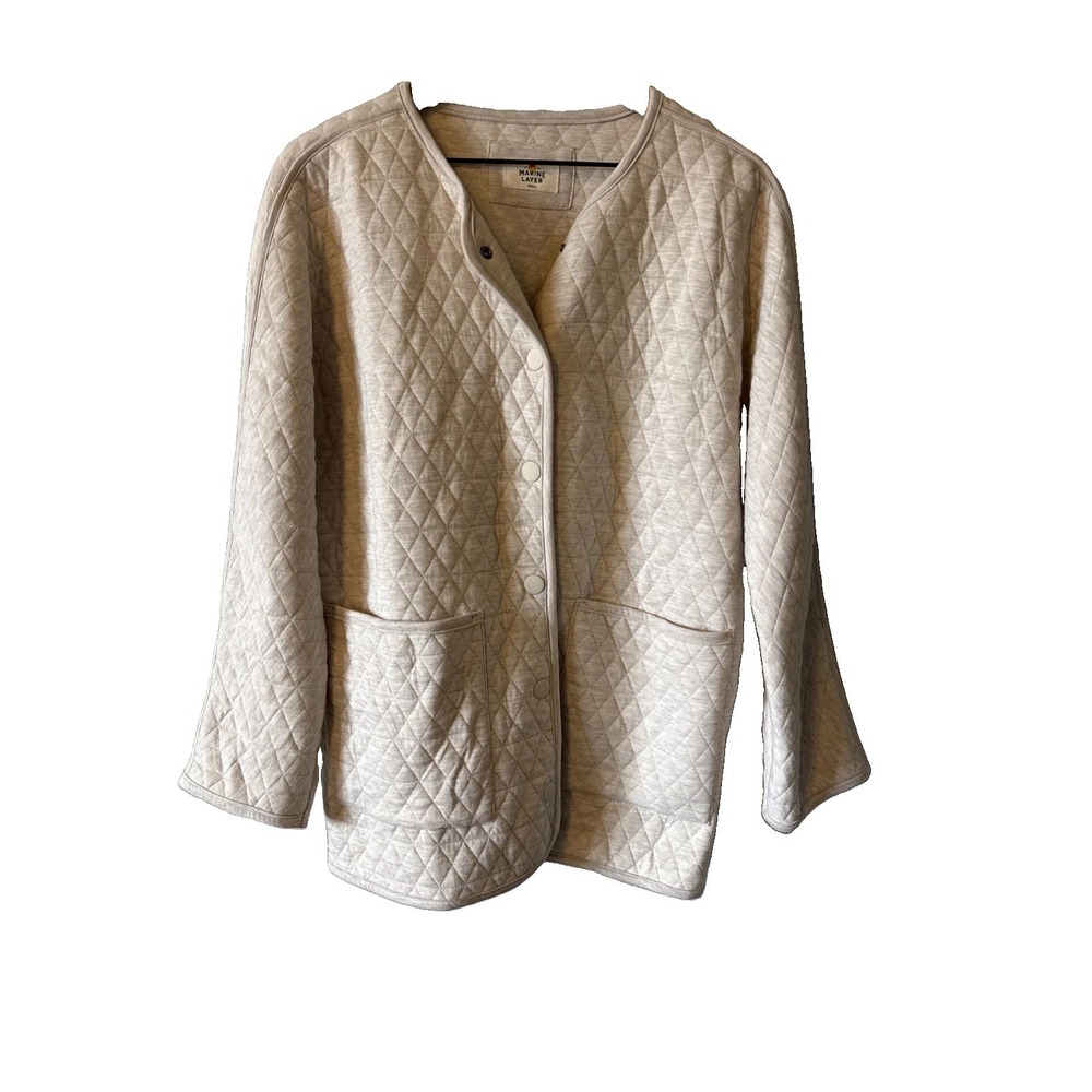 Marine Layer Beige Snap Button Up Quilted Shacket Women's Jacket Size Small